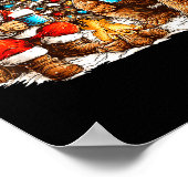 Santa With Bigfoot Christmas Campfire Funny Sasqua Poster (Ecke)