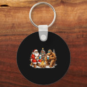 Santa With Bigfoot Christmas Campfire Funny Sasqua Schlüsselanhänger (Vorderseite)
