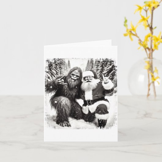 Santa With Bigfoot Christmas Lights Funny Sasquatc Karte (Gelbe Blume)