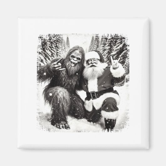 Santa With Bigfoot Christmas Lights Funny Sasquatc Magnet (Vorne)