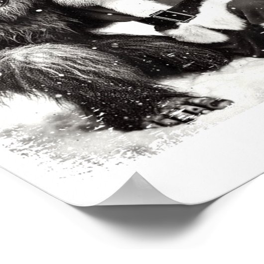 Santa With Bigfoot Christmas Lights Funny Sasquatc Poster (Ecke)