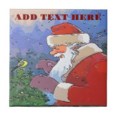 Santa with Bird Fliese (Vorderseite)