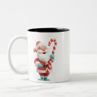 Santa with Candy Stick – Festive Christmas Coffee Zweifarbige Tasse