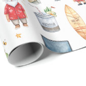 Santa with computer and Surfboard on Christmas  Geschenkpapier (Rolleneckpunkt)