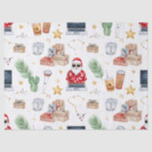 Santa with computer and Surfboard on Christmas  Seidenpapier (Vorderseite)