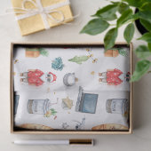 Santa with computer and Surfboard on Christmas  Seidenpapier (Geschenk)