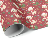 Santa with Gifts & puppys Christmas Wrapping Paper Geschenkpapier (Rolleneckpunkt)