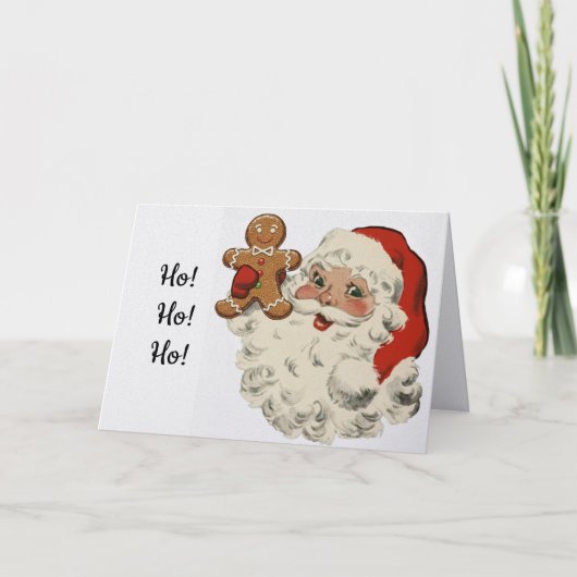 Santa With Gingerbread Man Christmas Card Karte (Vorderseite)
