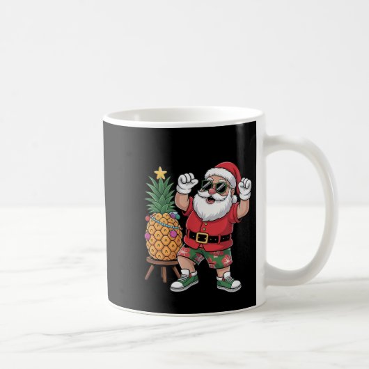 Santa With Pineapple Christmas Tree In Summer Time Kaffeetasse (Rechts)