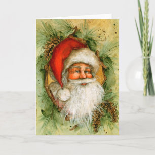 Santa with Pinecones Feiertagskarte