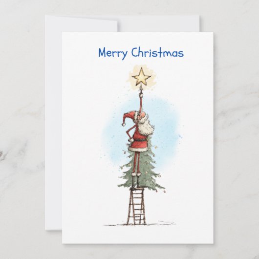 Santa with Star Feiertagskarte (Vorderseite)
