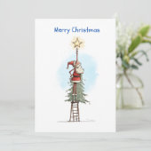 Santa with Star Feiertagskarte (Stehend Vorderseite)