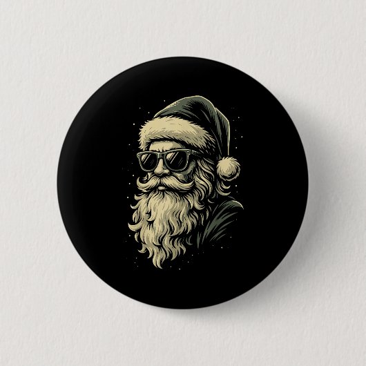 Santa With Sungles Christmas Xmas For Men Boys Button (Vorderseite)