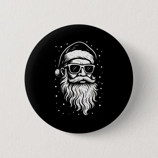 Santa With Sungles Christmas Xmas For Men Boys  Button (Vorderseite)
