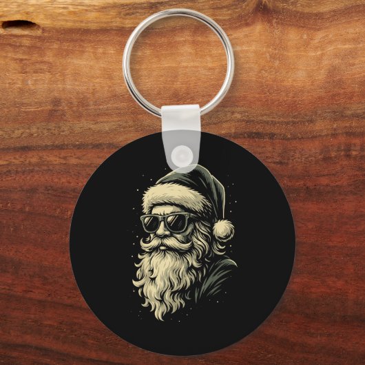 Santa With Sungles Christmas Xmas For Men Boys Schlüsselanhänger (Vorderseite)