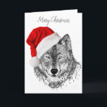 Santa Wolf Christmas Card - Blank Feiertagskarte<br><div class="desc">Merry Christmas from Northern British Columbia! - Original artwork by Kathryn Shaw</div>