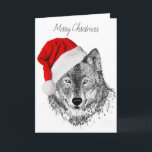 Santa Wolf Christmas Card - Blank Feiertagskarte<br><div class="desc">Merry Christmas from Northern British Columbia! - Original artwork by Kathryn Shaw</div>
