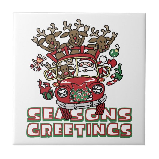 Santa Woody und sein Weihnachtsmann-Cartoon Fliese (Vorderseite)