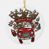 Santa Woody und sein Weihnachtsmann-Cartoon Keramik Ornament (Vorne)