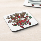 Santa Woody und sein Weihnachtsmann-Cartoon Untersetzer (Linke Seite)