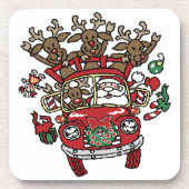Santa Woody und sein Weihnachtsmann-Cartoon Untersetzer (Vorderseite)
