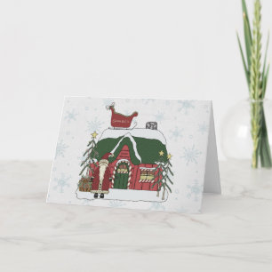 Santa Workshop Christmas Scene Feiertagskarte