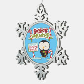 Santa Workshop Pinguin Schneeflocken Zinn-Ornament (Rechts)