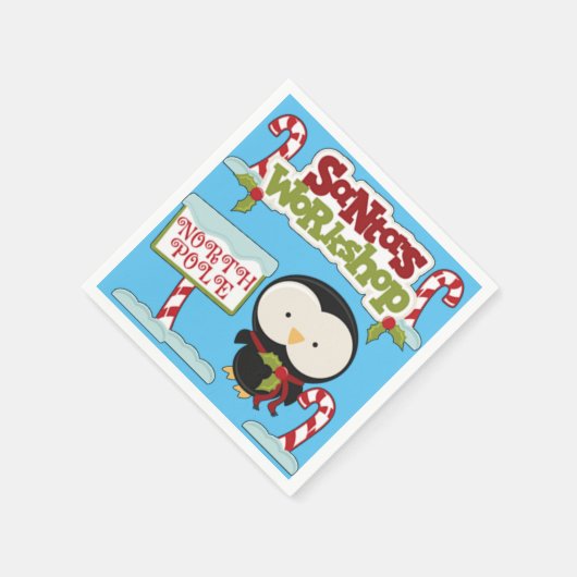Santa Workshop Pinguin Serviette (Ecke)