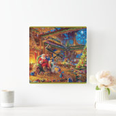 Santa-Workshop Quadratische Wanduhr (Zuhause)