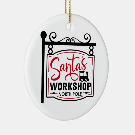 Santa-Workshop-Zeichen Keramik Ornament (Rechts)