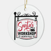 Santa-Workshop-Zeichen Keramik Ornament (Links)