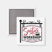 Santa-Workshop-Zeichen Magnet (Vorderseite/Rückseite)