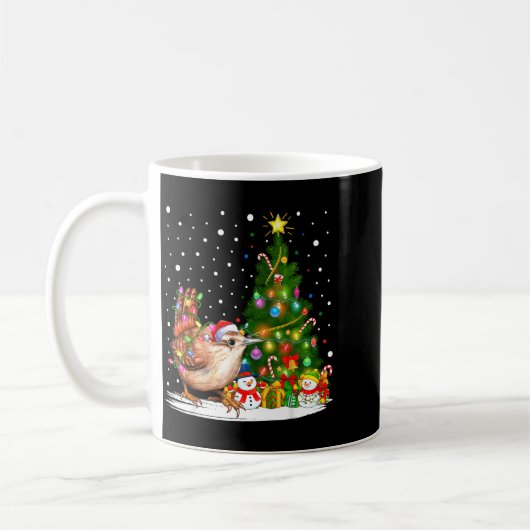 Santa Wren Bird Xmas Tree Lighting Wren Christmas Kaffeetasse (Links)