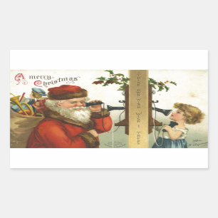 Santa wünscht dir Vintage-Aufkleber Rechteckiger Aufkleber