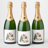 Santa Xmas Funny Llama Sloth Christmas (2) Schaumweinetikett (Flaschen)