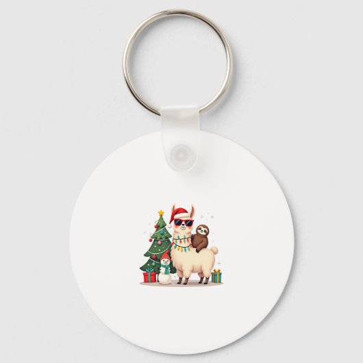 Santa Xmas Funny Llama Sloth Christmas (2) Schlüsselanhänger (Vorderseite)
