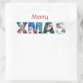 SANTA XMAS PARTY / PENGUIN SERENADE OVALER AUFKLEBER (Tasche)