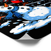 Santa Xmas Snow Lights Wrestling Funny Wrestling C Poster (Ecke)