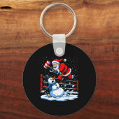 Santa Xmas Snow Lights Wrestling Funny Wrestling C Schlüsselanhänger (Vorderseite)