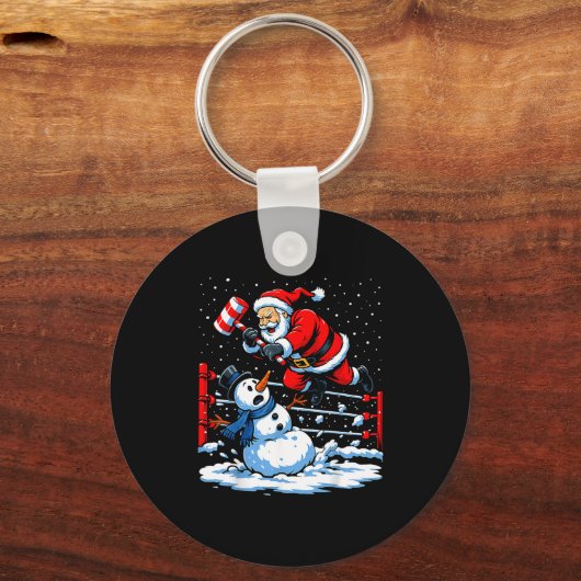 Santa Xmas Snow Lights Wrestling Funny Wrestling C Schlüsselanhänger (Vorderseite)