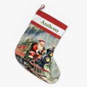 Santa Xmas Train Boys Großer Weihnachtsstrumpf (Vorderansicht (hängend))