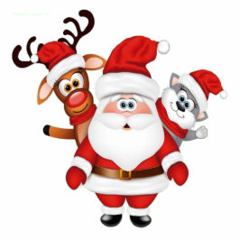 Santa y amigos freistehende fotoskulptur 