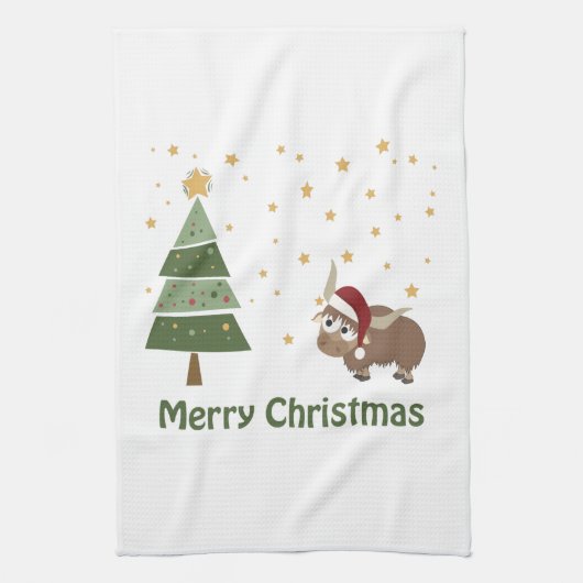 Santa Yak Weihnachtslandschaft Handtuch (Vertikal)