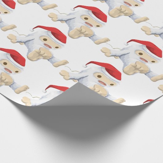 Santa Yeti Matte Wrapping Paper, 30" x 6' Geschenkpapier (Ecke)