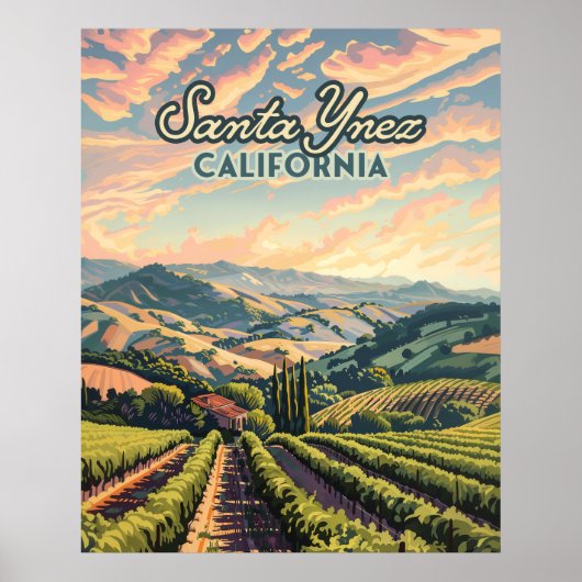 Santa Ynez Rodelbahn mit Aussicht Weinroute Mendri Poster (Vorne)