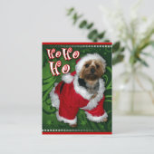 Santa Yorkie Postcard Feiertagspostkarte (Stehend Vorderseite)