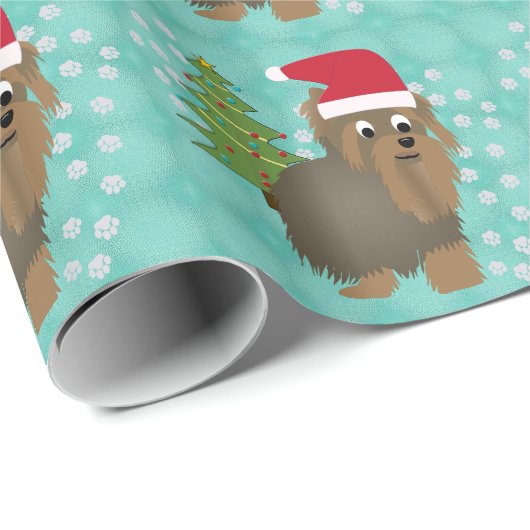 Santa Yorky Geschenkpapier (Rolleneckpunkt)