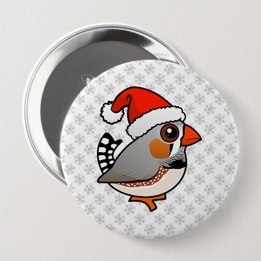 Santa Zebra Finch Button (Vorne & Hinten)