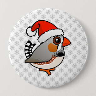 Santa Zebra Finch Button