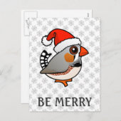 Santa Zebra Finch Feiertagspostkarte (Vorne/Hinten)